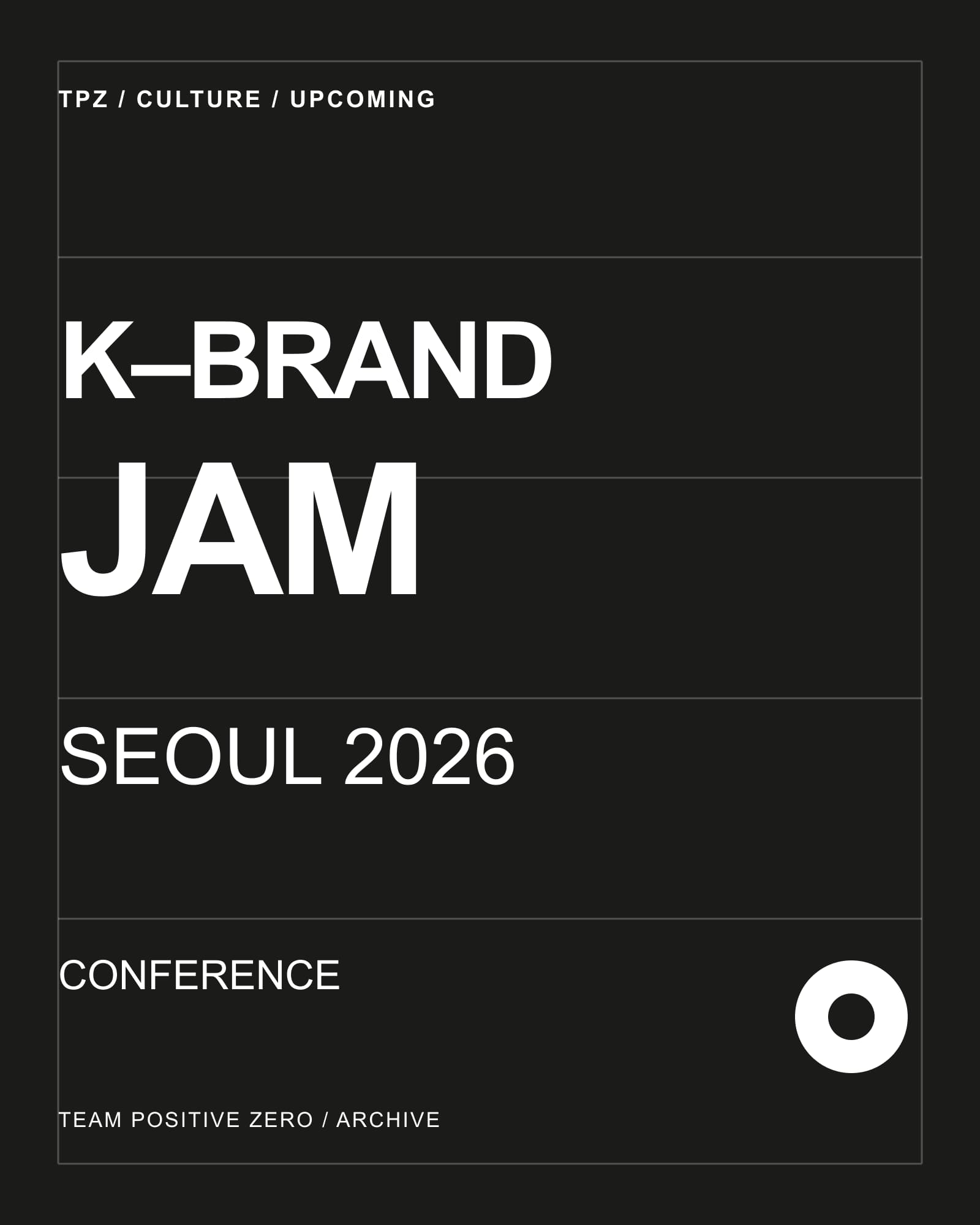 TPZ Culture graphic with K-BRAND JAM SEOUL 2026 set over a grid