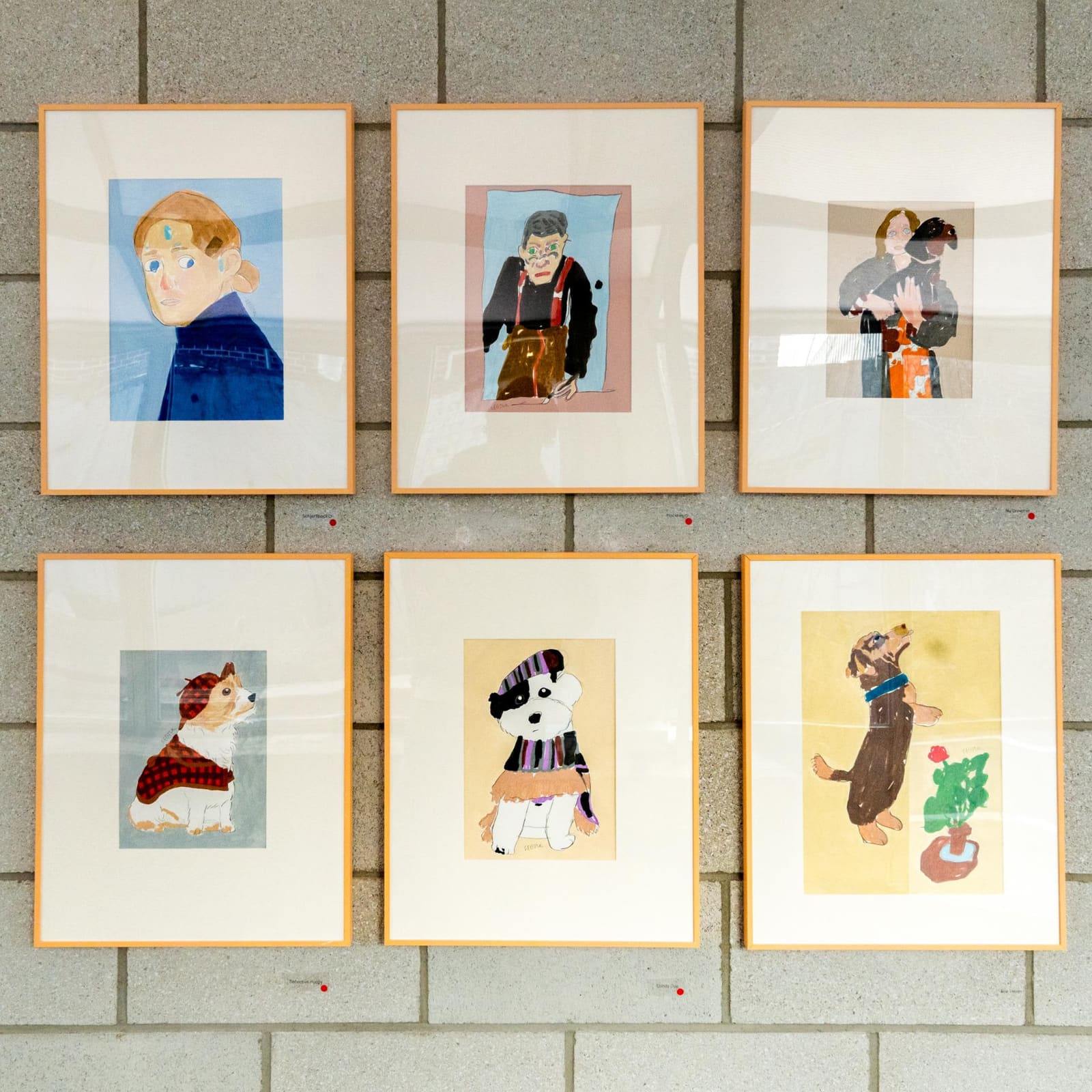 Wall display of six figurative works